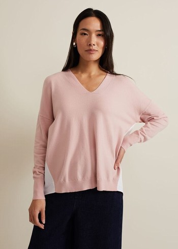 Phase Eight Kienna Woven Back Knitwear Pink Australia | SZ6845321